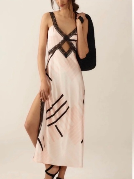 Anthropologie Dresses & Skirts - Anthropologie Pink & Black Maxi Slip Dress